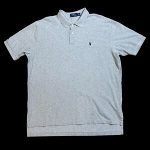 Ralph Lauren Polo Shirt Mens Gray Pique Knit Preppy Classic Size XXL